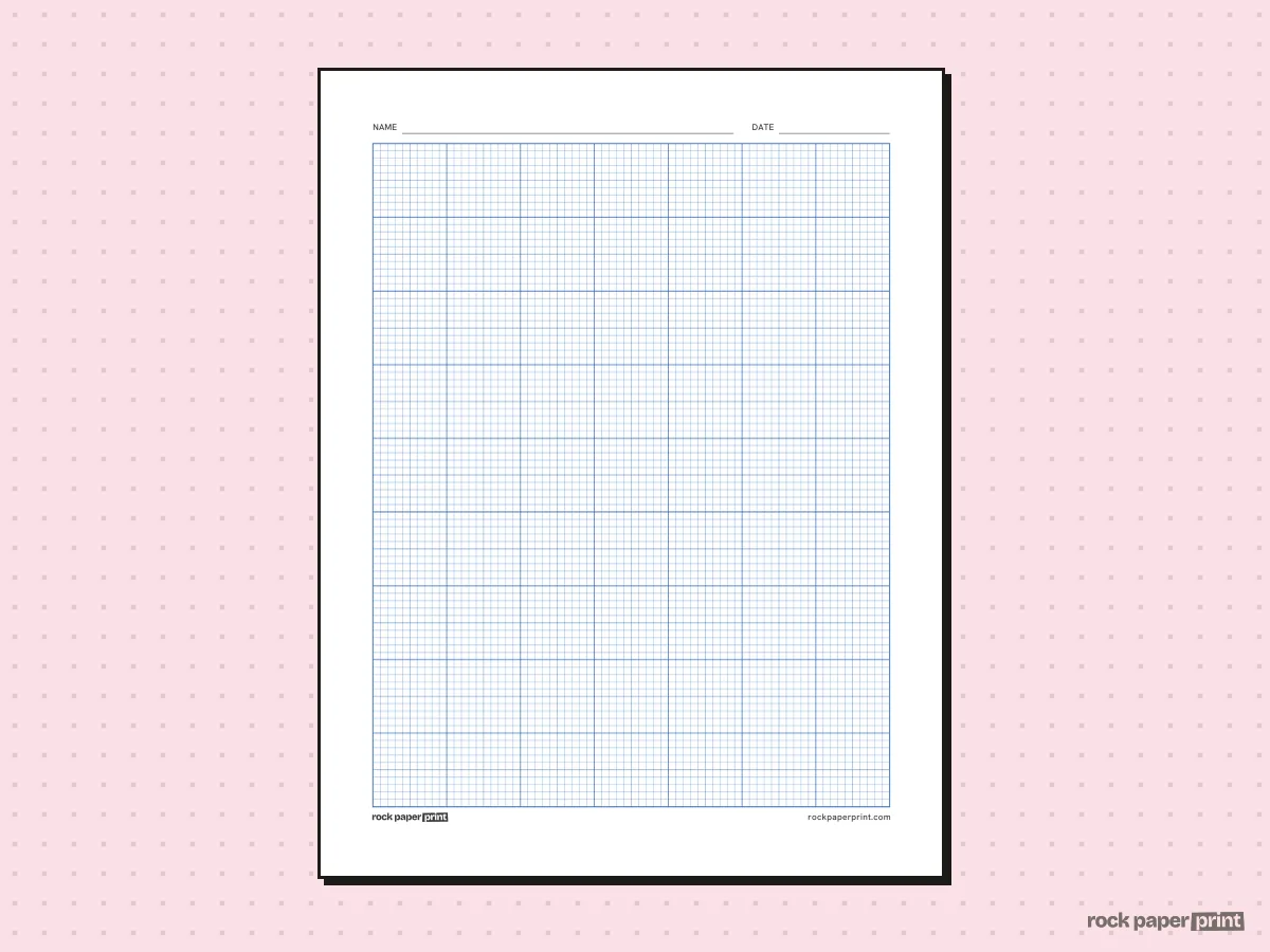 1/10 Inch Graph Paper (10 Squares per Inch), blue lines, printable PDF preview
