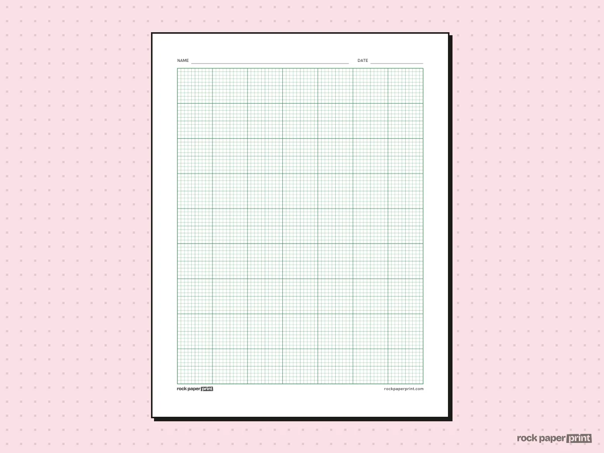 1/10 Inch Graph Paper (10 Squares per Inch), green lines, printable PDF preview