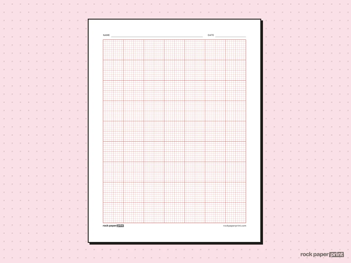 1/10 Inch Graph Paper (10 Squares per Inch), red lines, printable PDF preview