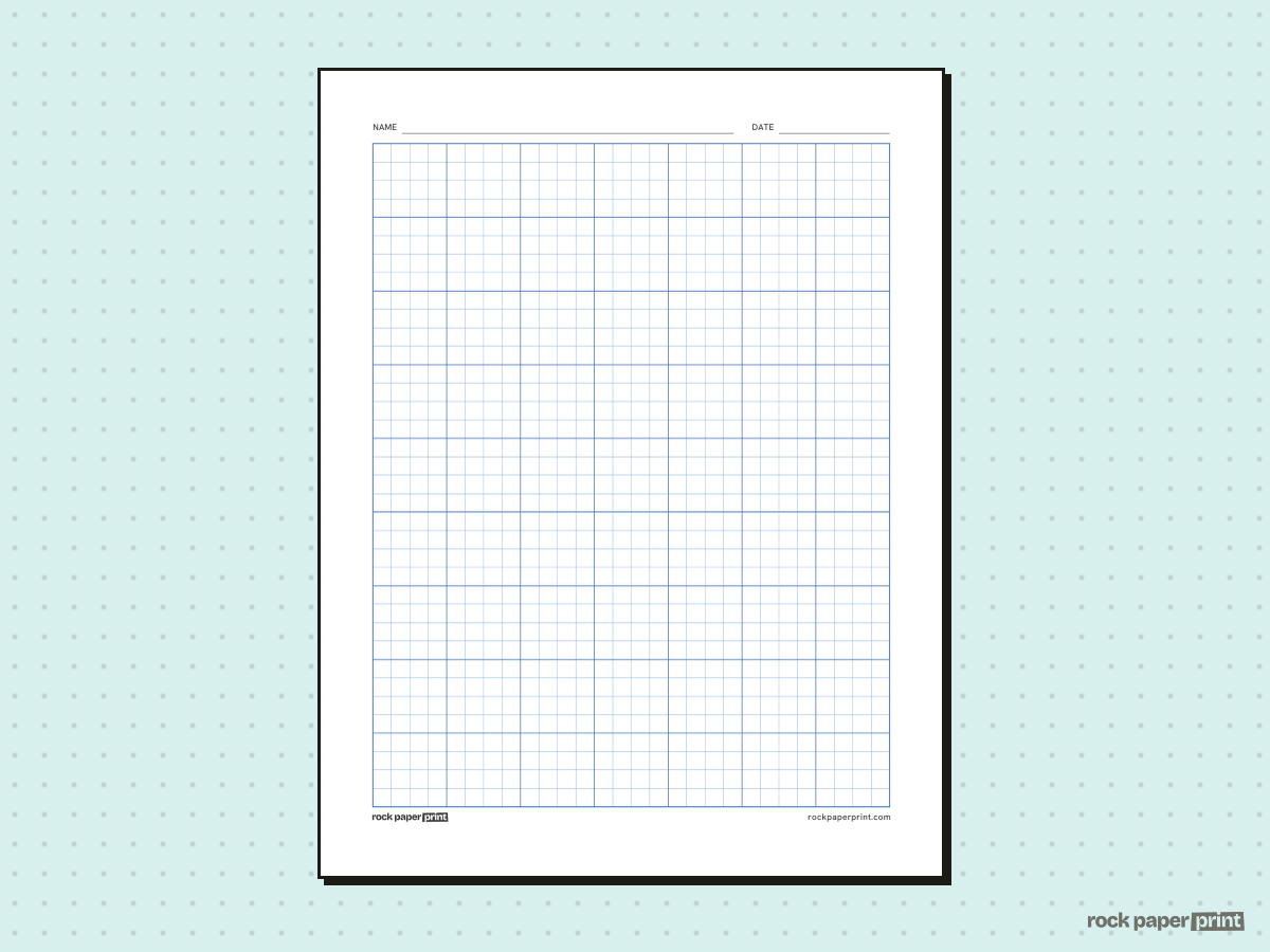 1/4 Inch Graph Paper (Quad Ruled), blue lines, printable PDF preview