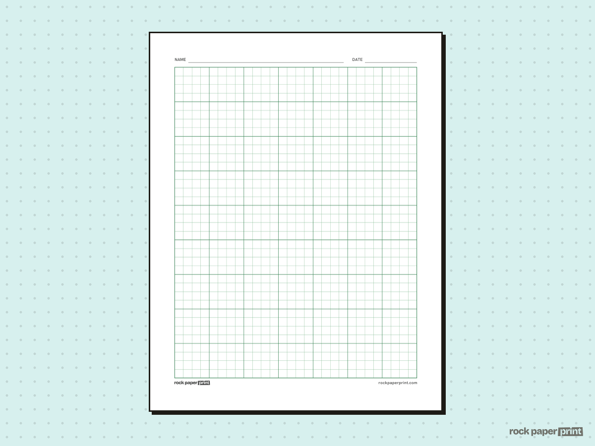 1/4 Inch Graph Paper (Quad Ruled), green lines, printable PDF preview