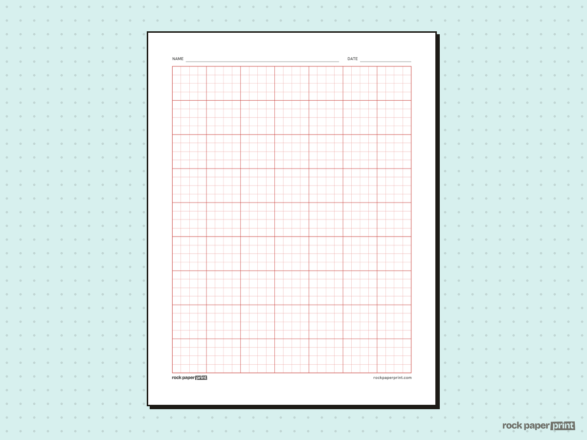 1/4 Inch Graph Paper (Quad Ruled), red lines, printable PDF preview