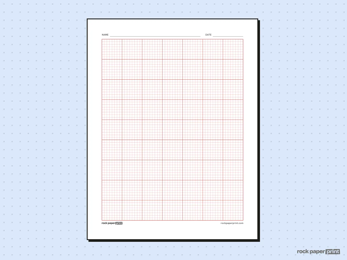 1/8 Inch Graph Paper, red lines, printable PDF preview