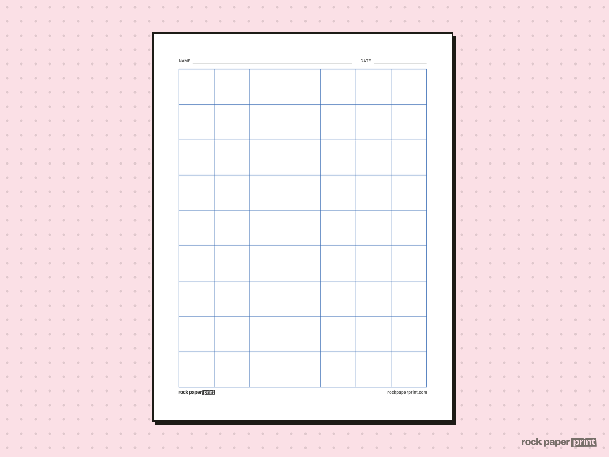 1 Inch Graph Paper, blue lines, printable PDF preview