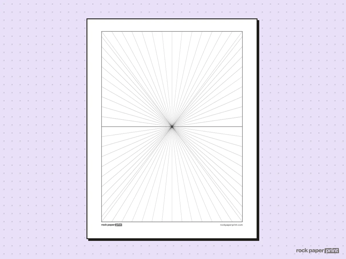 1-Point Perspective Grid, black lines, printable PDF preview