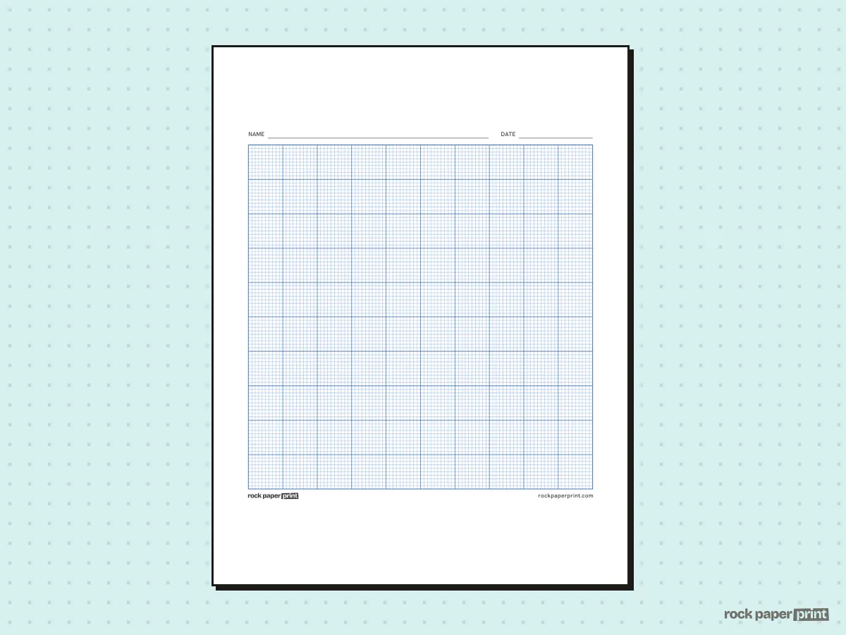 100x100 Grid, blue lines, printable PDF preview