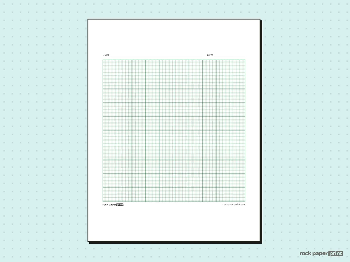 100x100 Grid, green lines, printable PDF preview