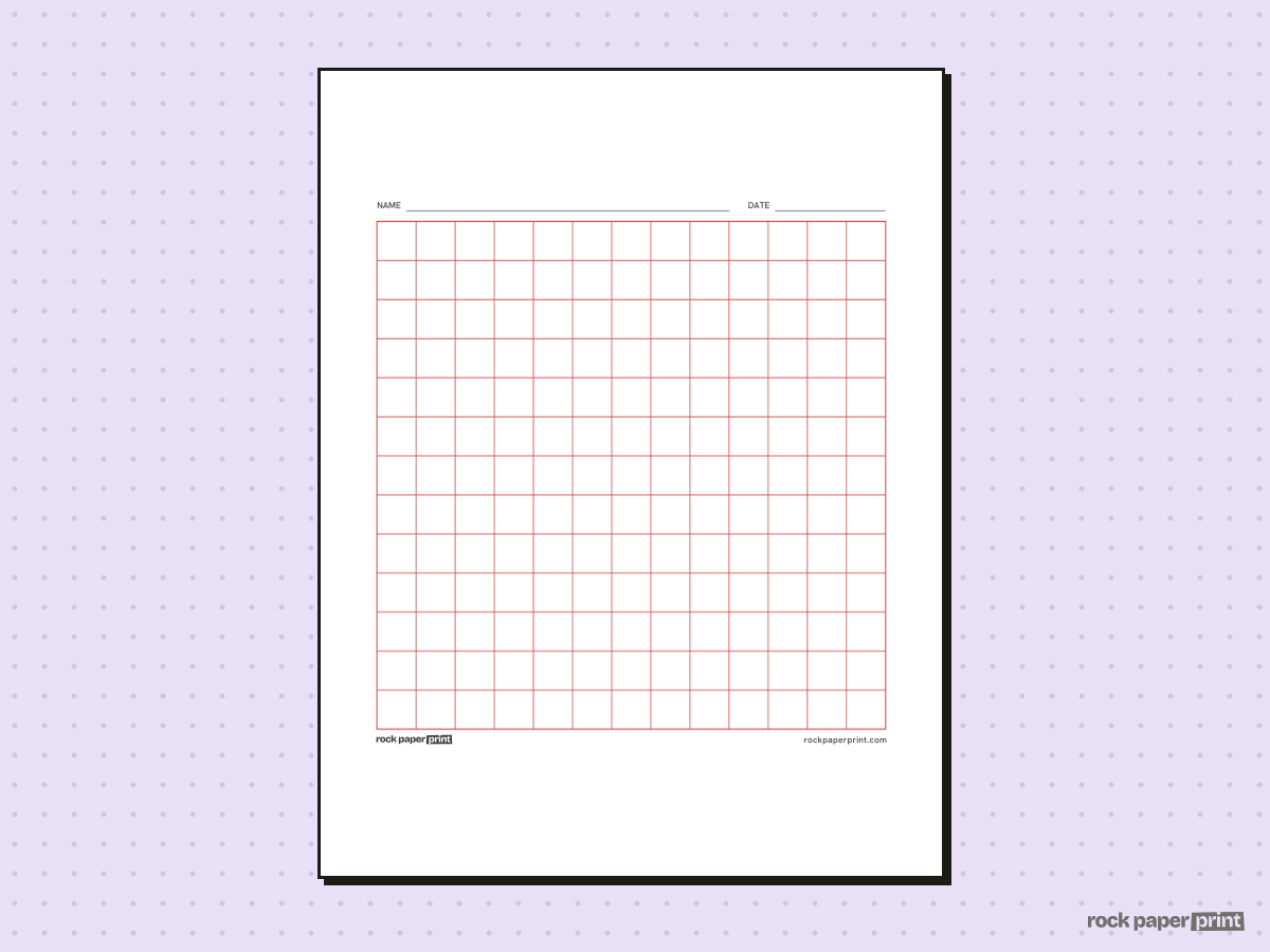 13x13 Grid, red lines, printable PDF preview