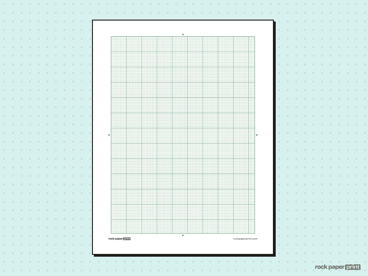 14 Count Cross Stitch Graph Paper, green lines, printable PDF preview