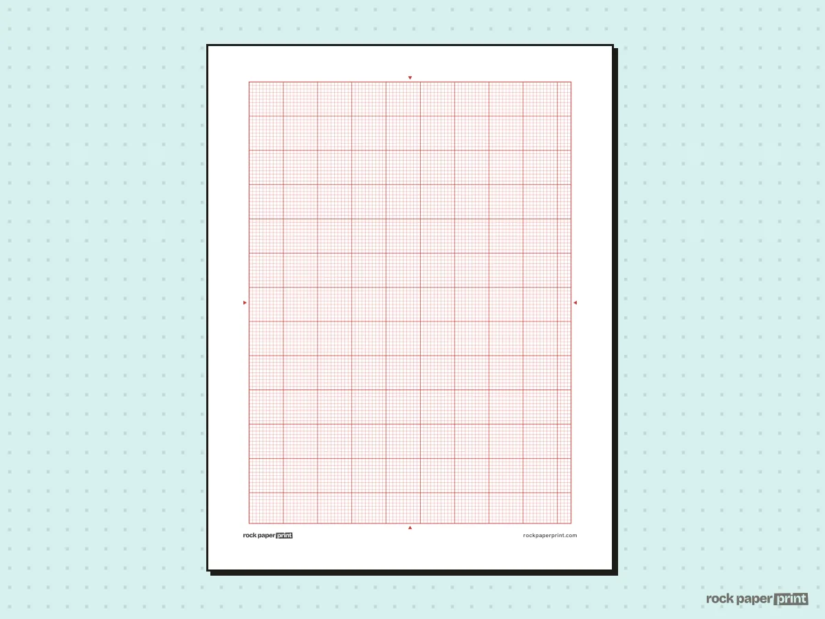 14 Count Cross Stitch Graph Paper, red lines, printable PDF preview