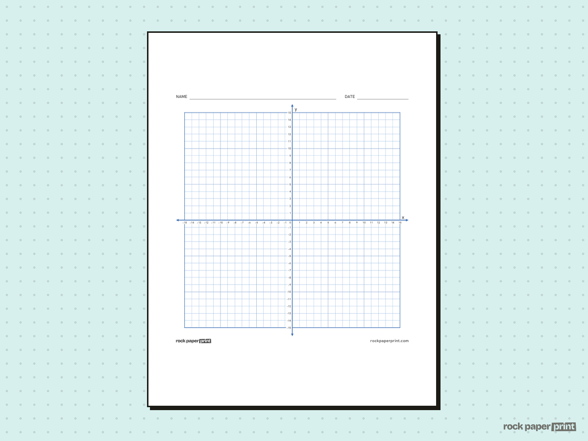 15x15 Coordinate Plane, blue lines, printable PDF preview