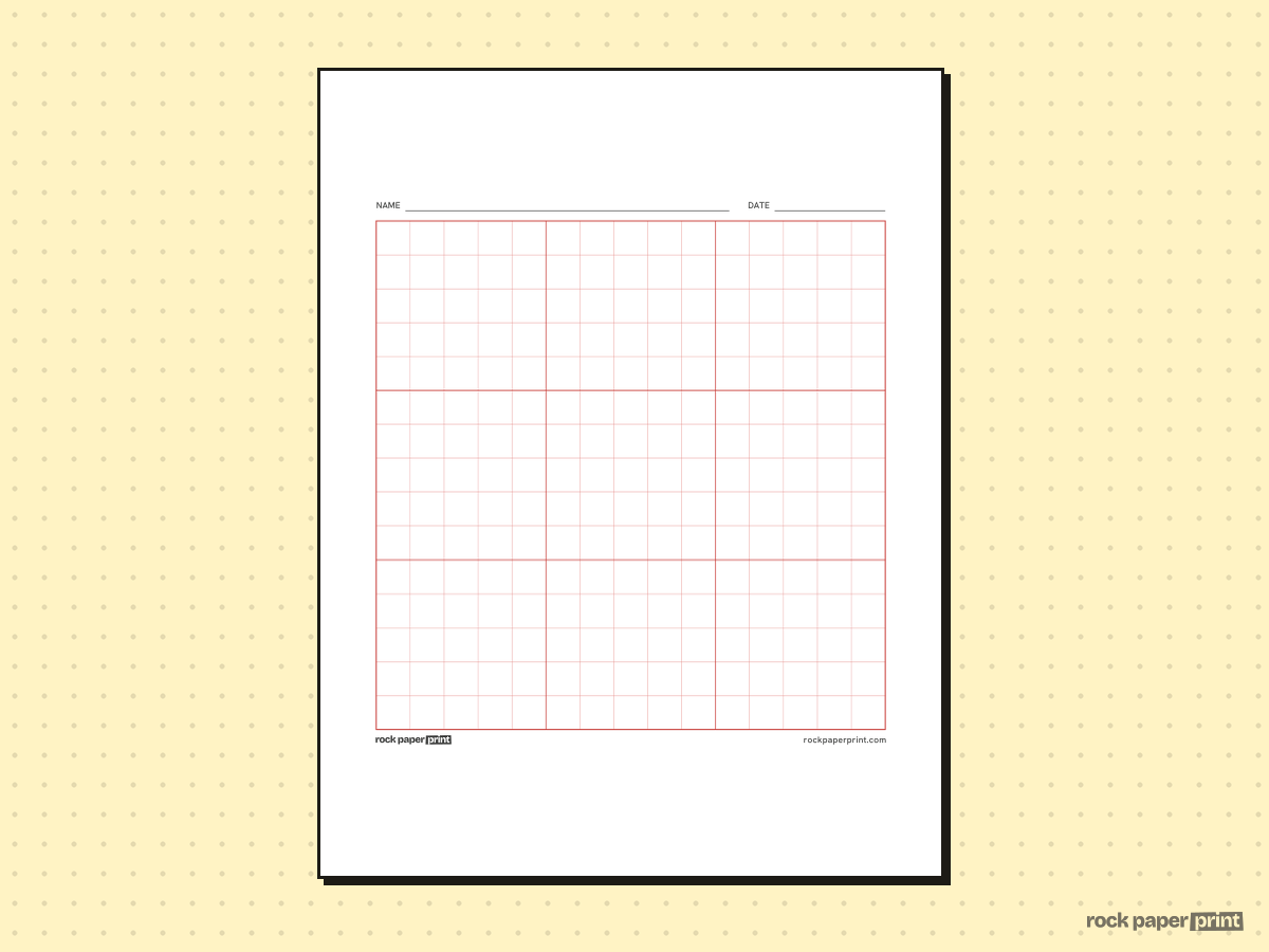 15x15 Grid, red lines, printable PDF preview