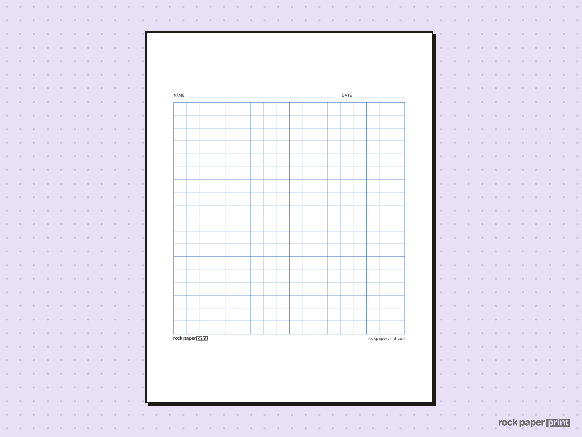 18x18 Grid, blue lines, printable PDF preview