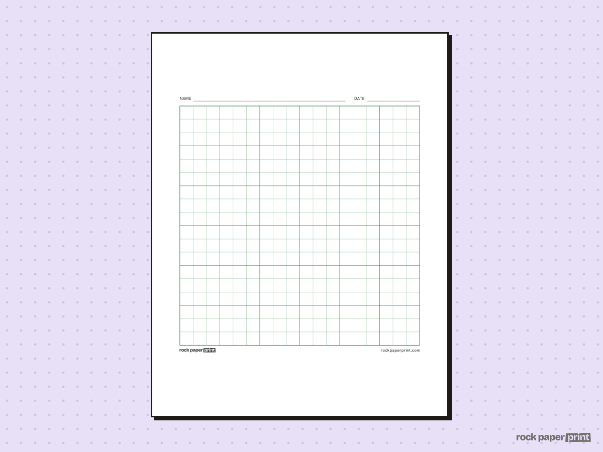 18x18 Grid, green lines, printable PDF preview