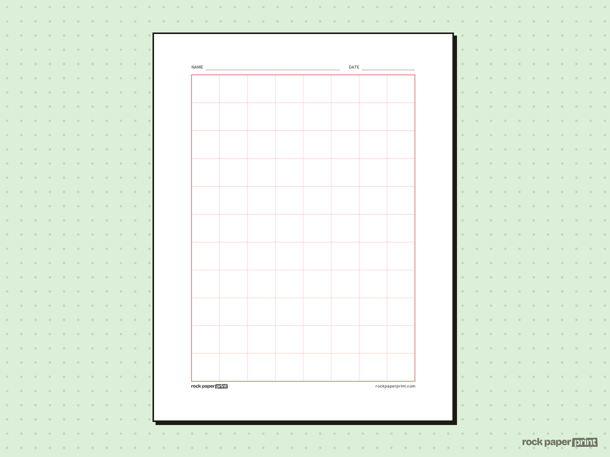 2 cm Graph Paper, red lines, printable PDF preview