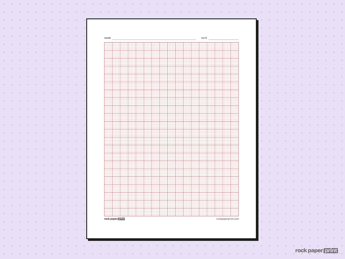 2 mm Graph Paper, red lines, printable PDF preview