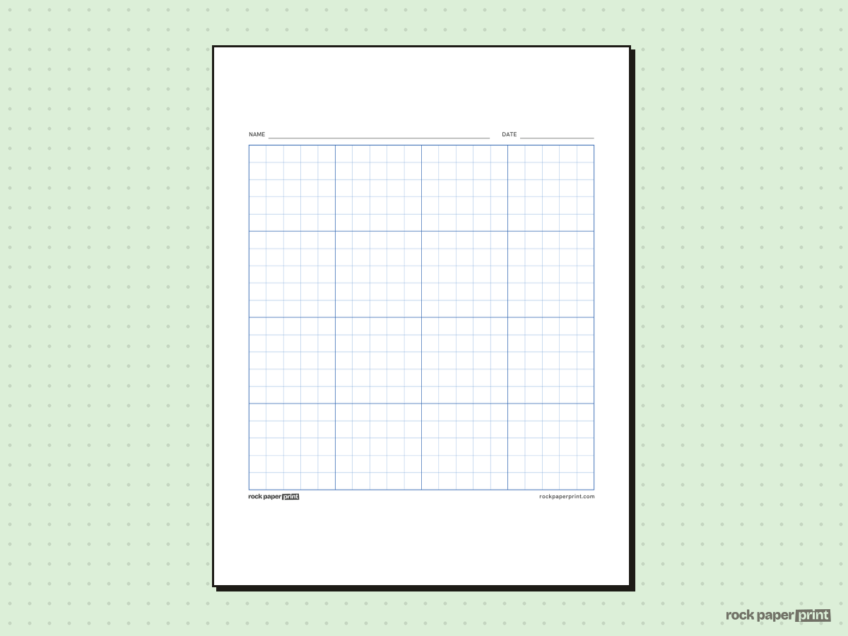 20x20 Grid, blue lines, printable PDF preview