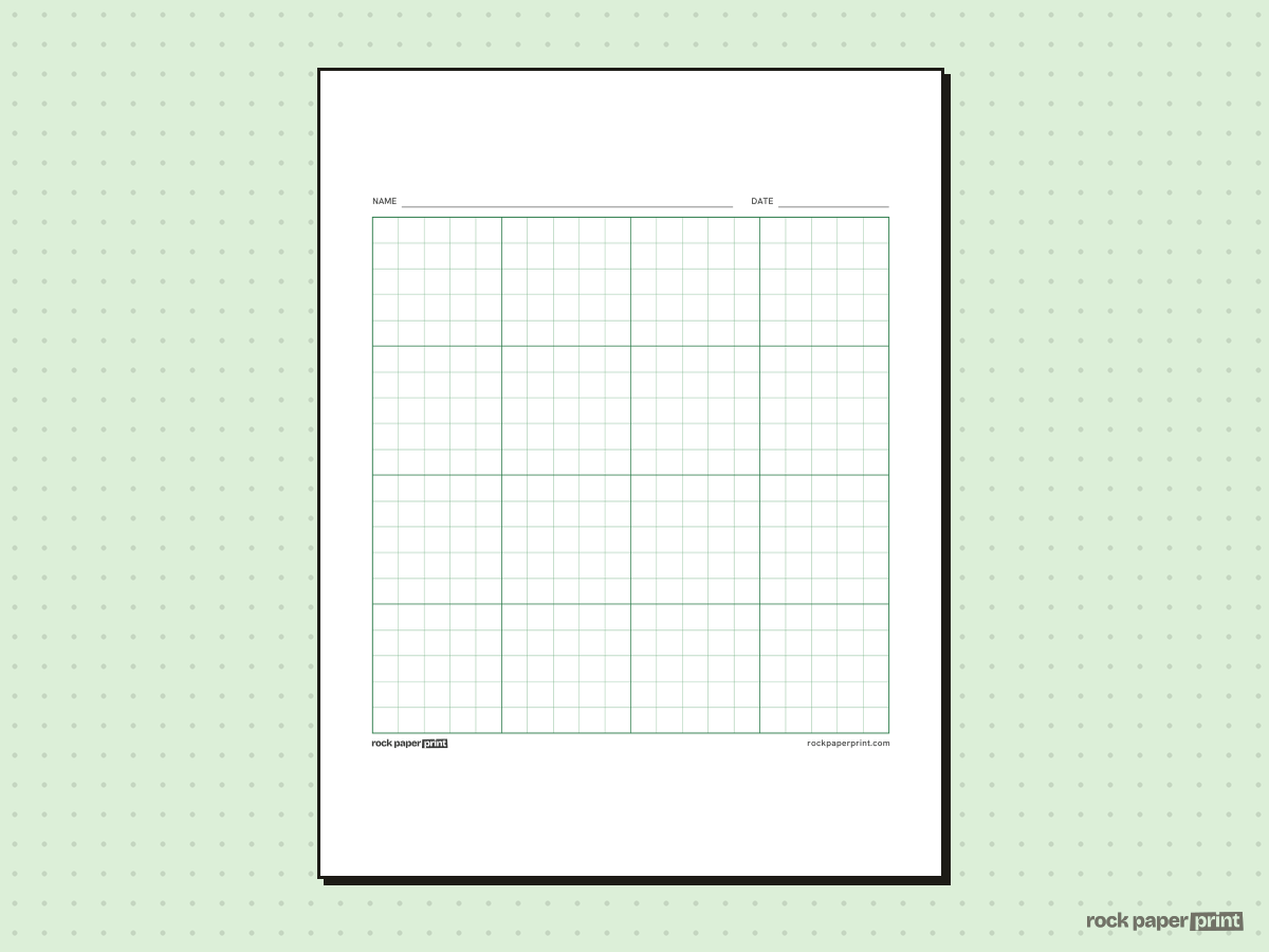 20x20 Grid, green lines, printable PDF preview