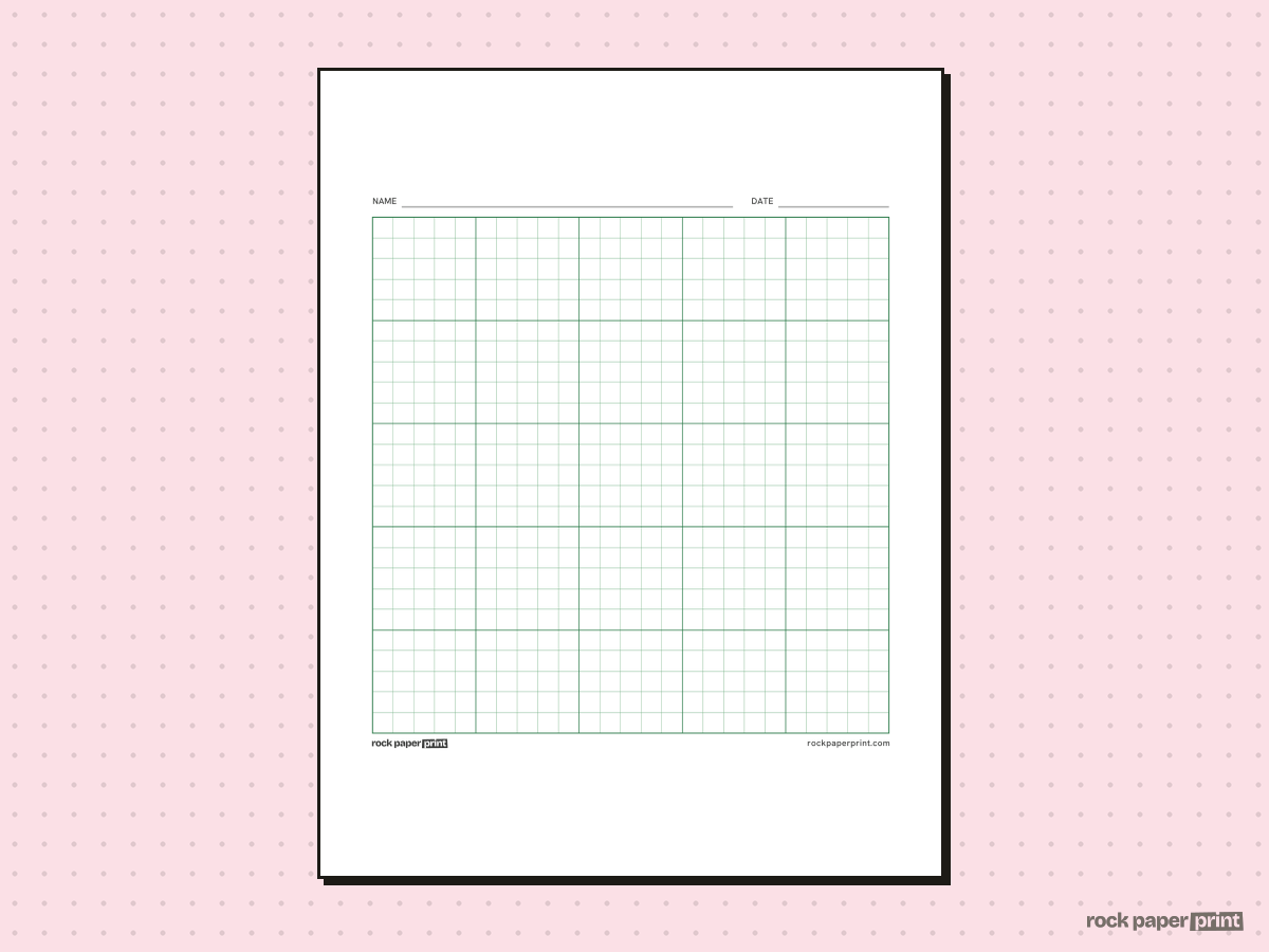 25x25 Grid, green lines, printable PDF preview