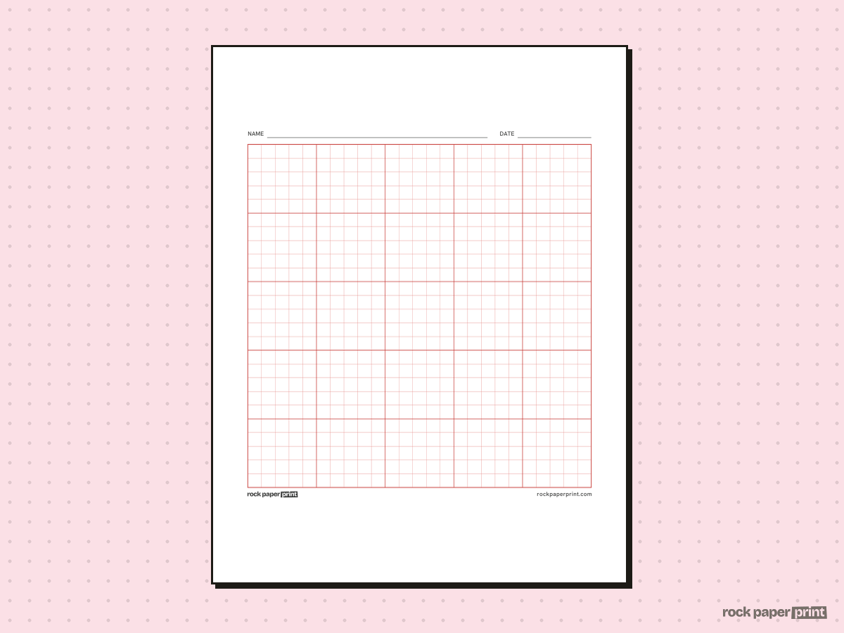 25x25 Grid, red lines, printable PDF preview