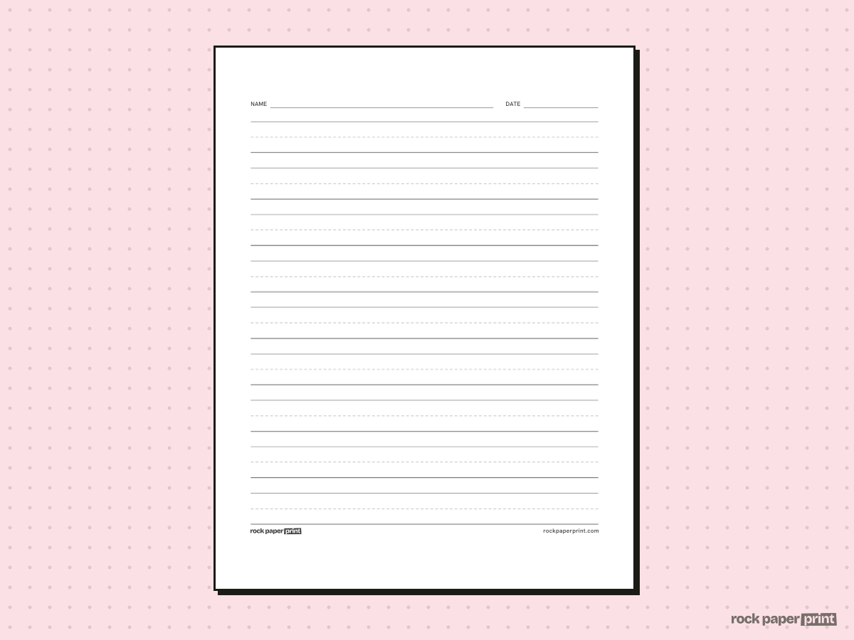 2nd Grade Writing Paper, black lines, printable PDF preview