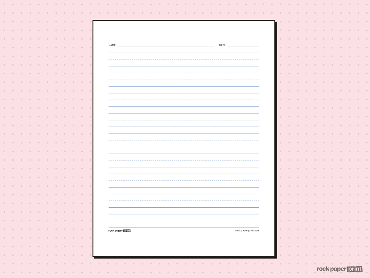2nd Grade Writing Paper, classic blue lines, printable PDF preview