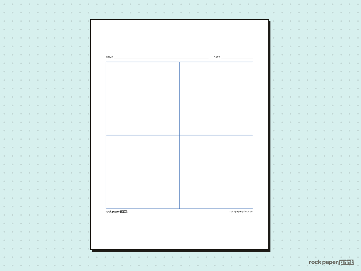 2x2 Grid (Four Square), blue lines, printable PDF preview