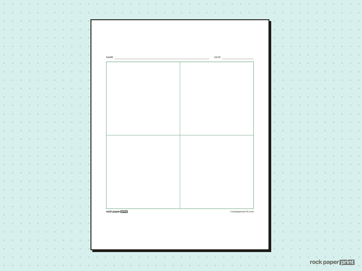 2x2 Grid (Four Square), green lines, printable PDF preview