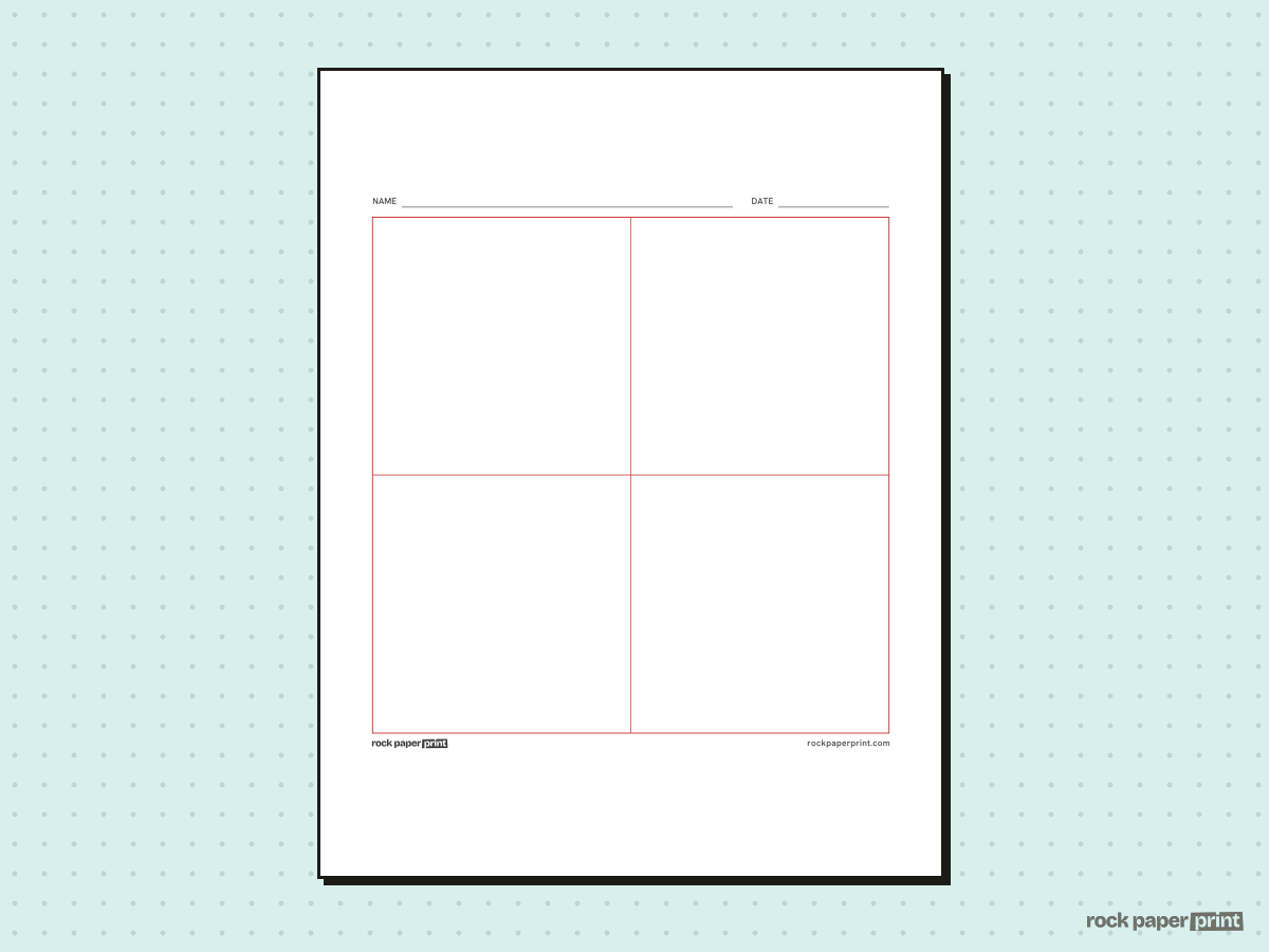 2x2 Grid (Four Square), red lines, printable PDF preview