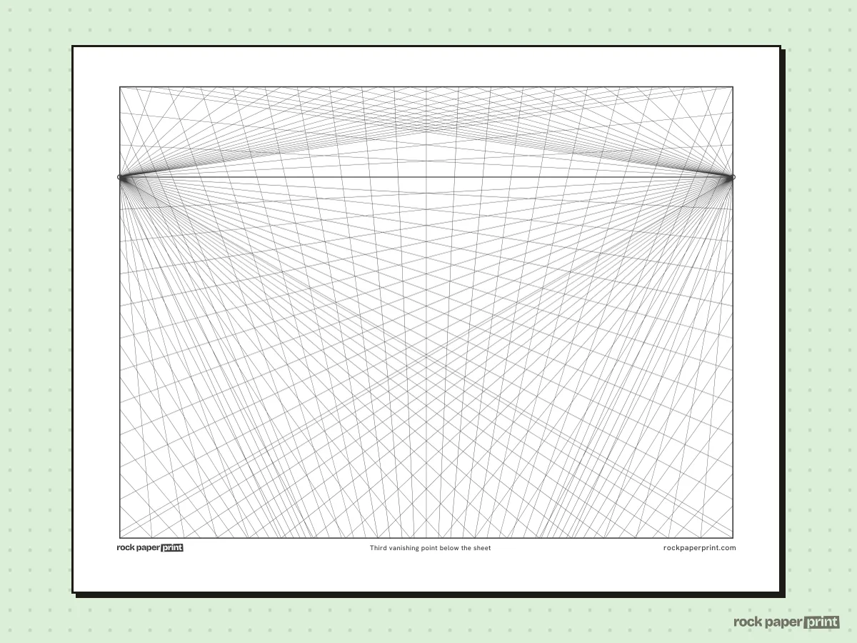 3-Point Perspective Grid, black lines, printable PDF preview