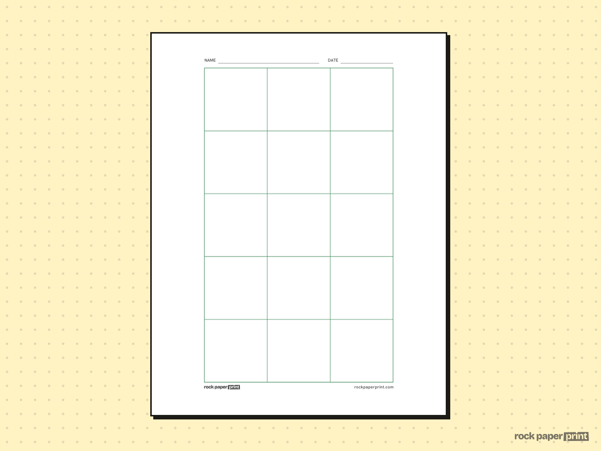 3x5 Grid, green lines, printable PDF preview