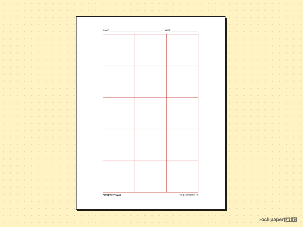3x5 Grid, red lines, printable PDF preview