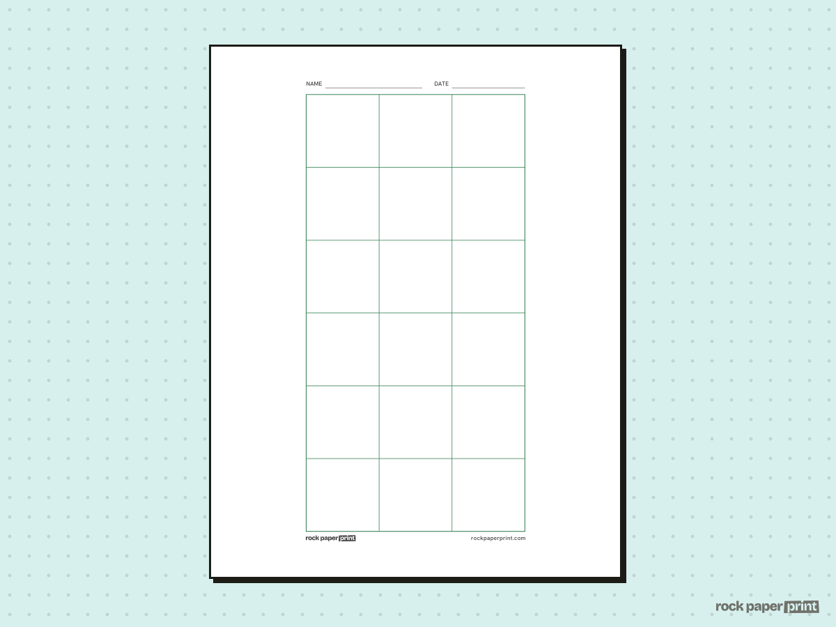 3x6 Grid, green lines, printable PDF preview