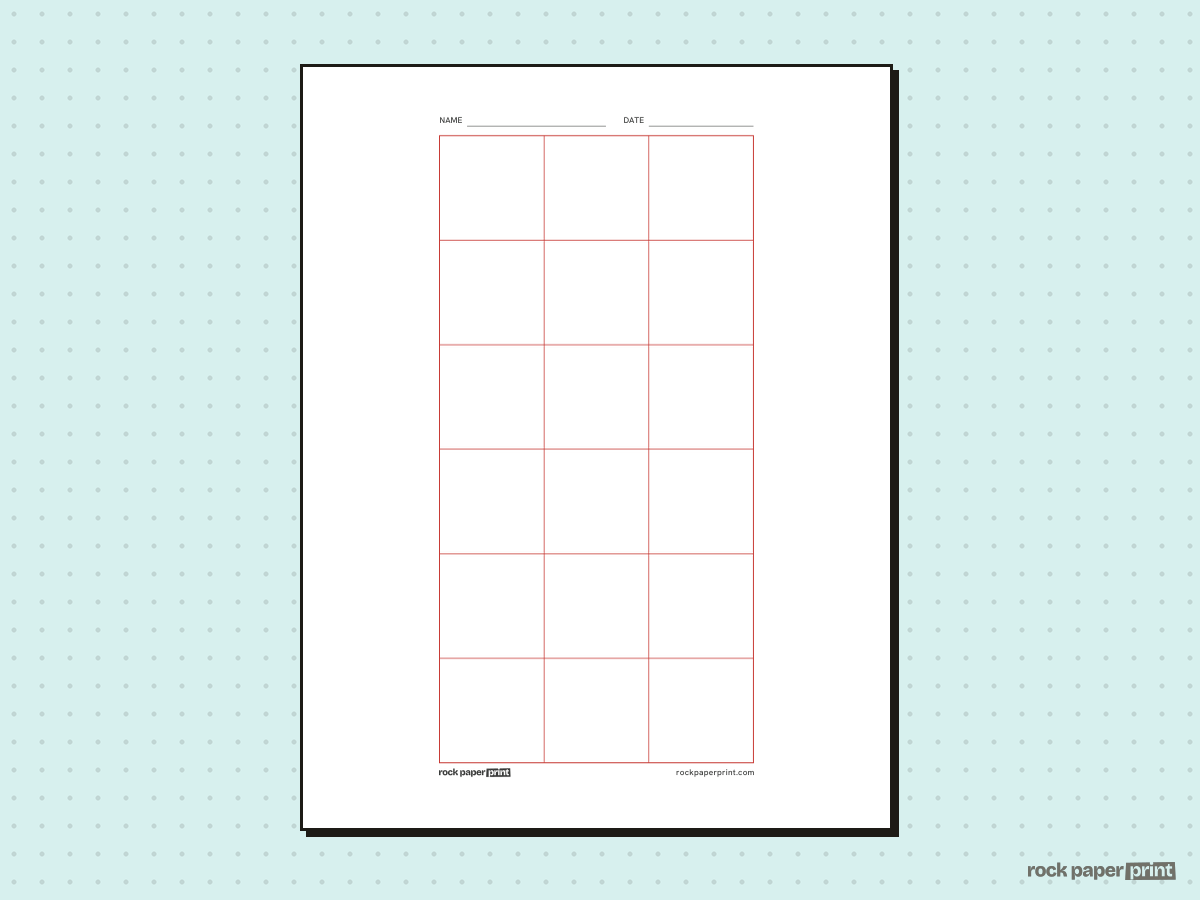3x6 Grid, red lines, printable PDF preview