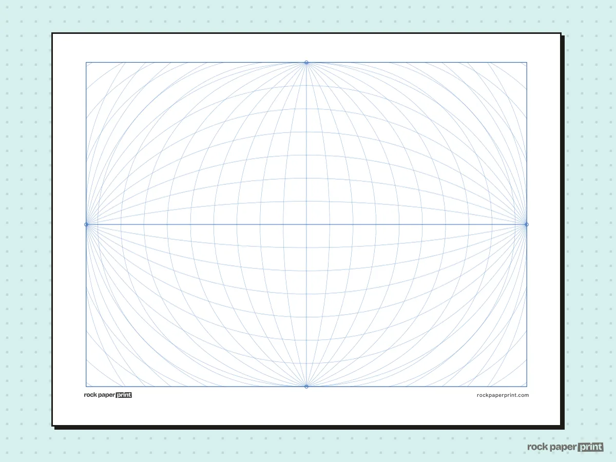 4-Point Perspective Grid, blue lines, printable PDF preview
