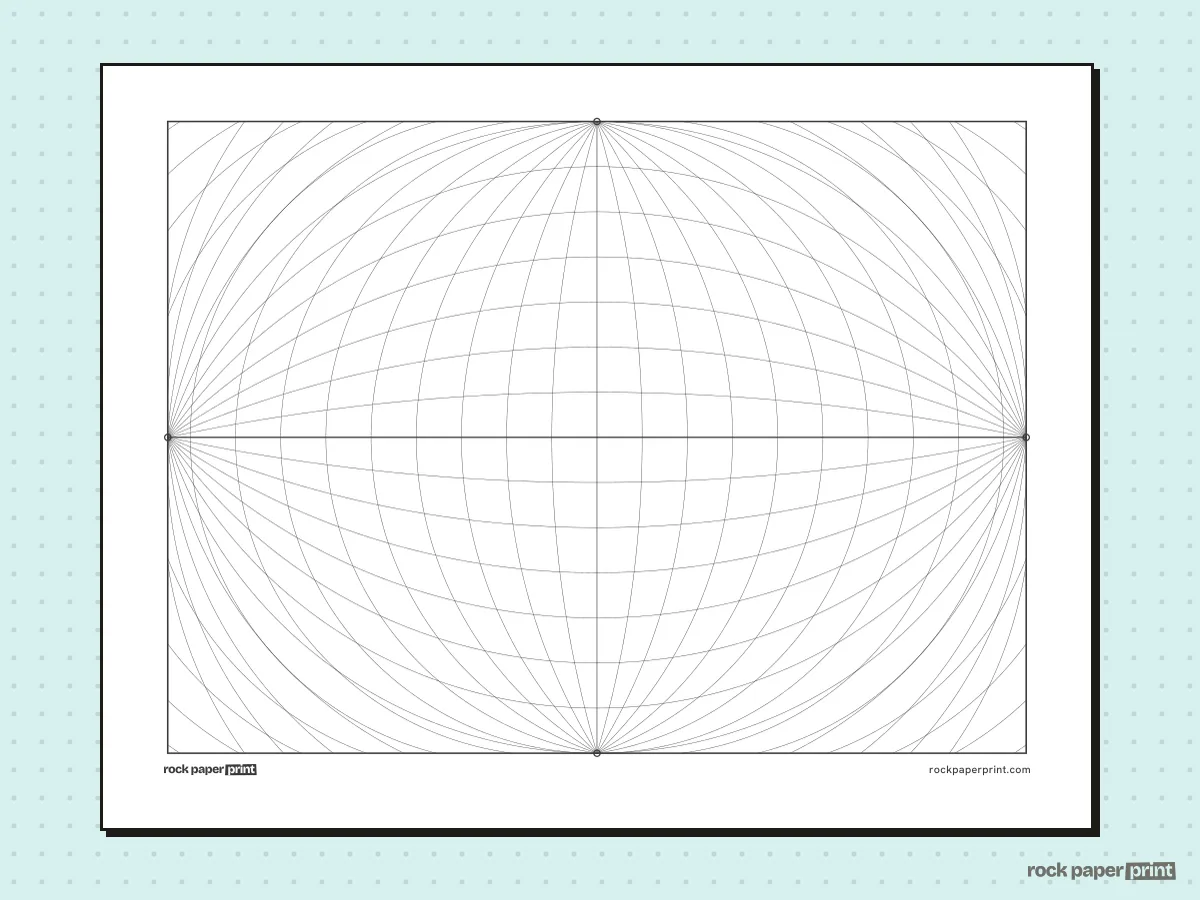 4-Point Perspective Grid, black lines, printable PDF preview
