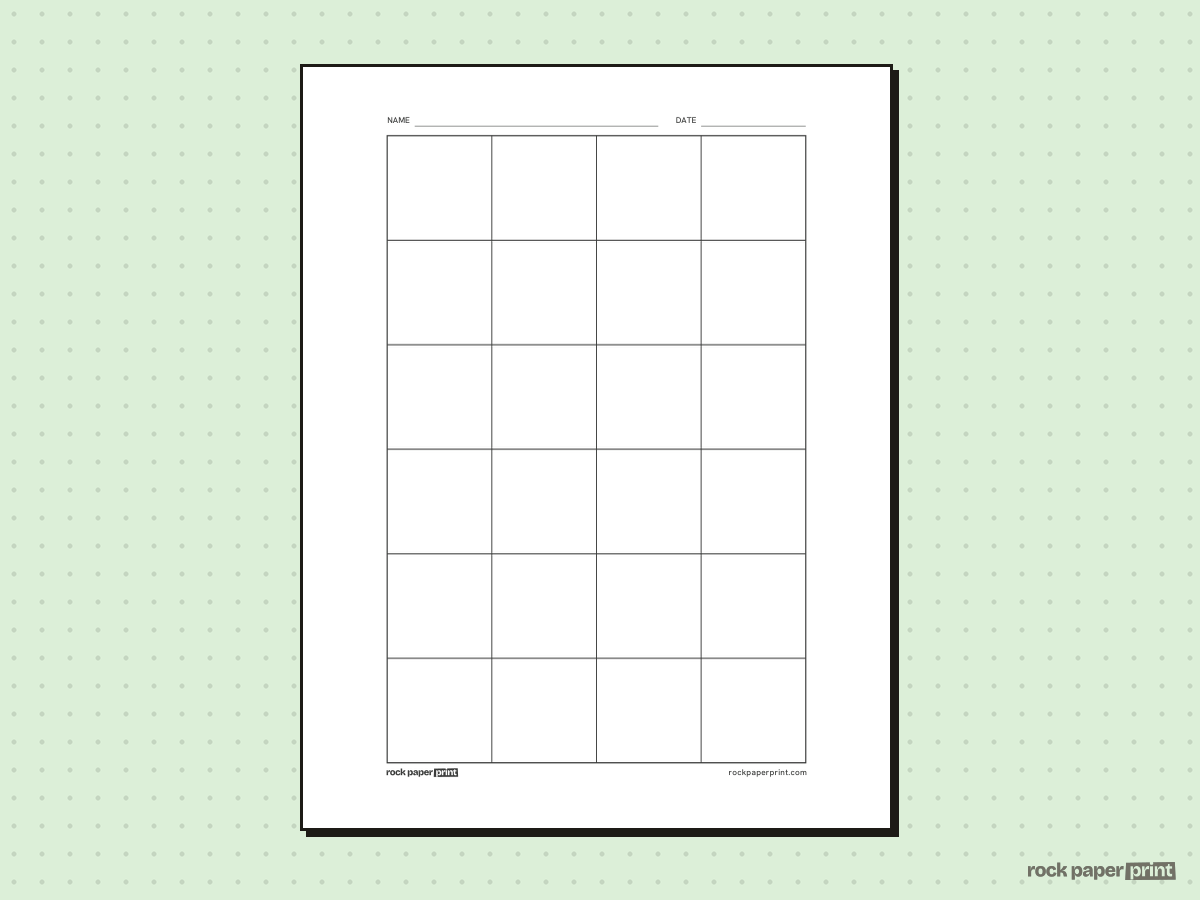 4x6 Grid, black lines, printable PDF preview