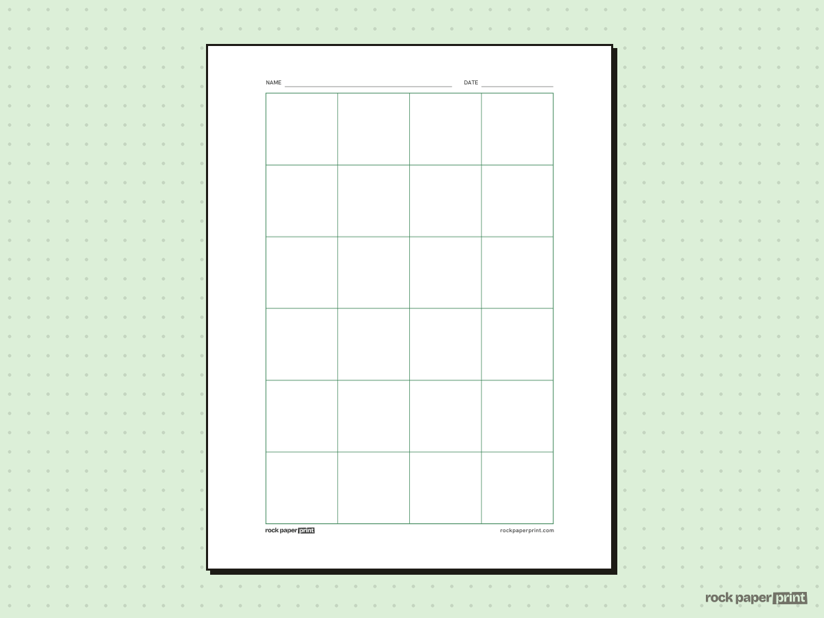 4x6 Grid, green lines, printable PDF preview