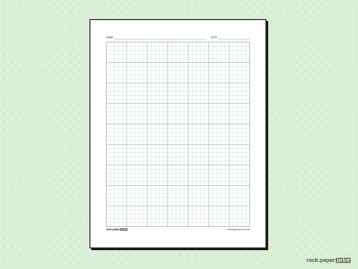 5 mm Graph Paper, green lines, printable PDF preview