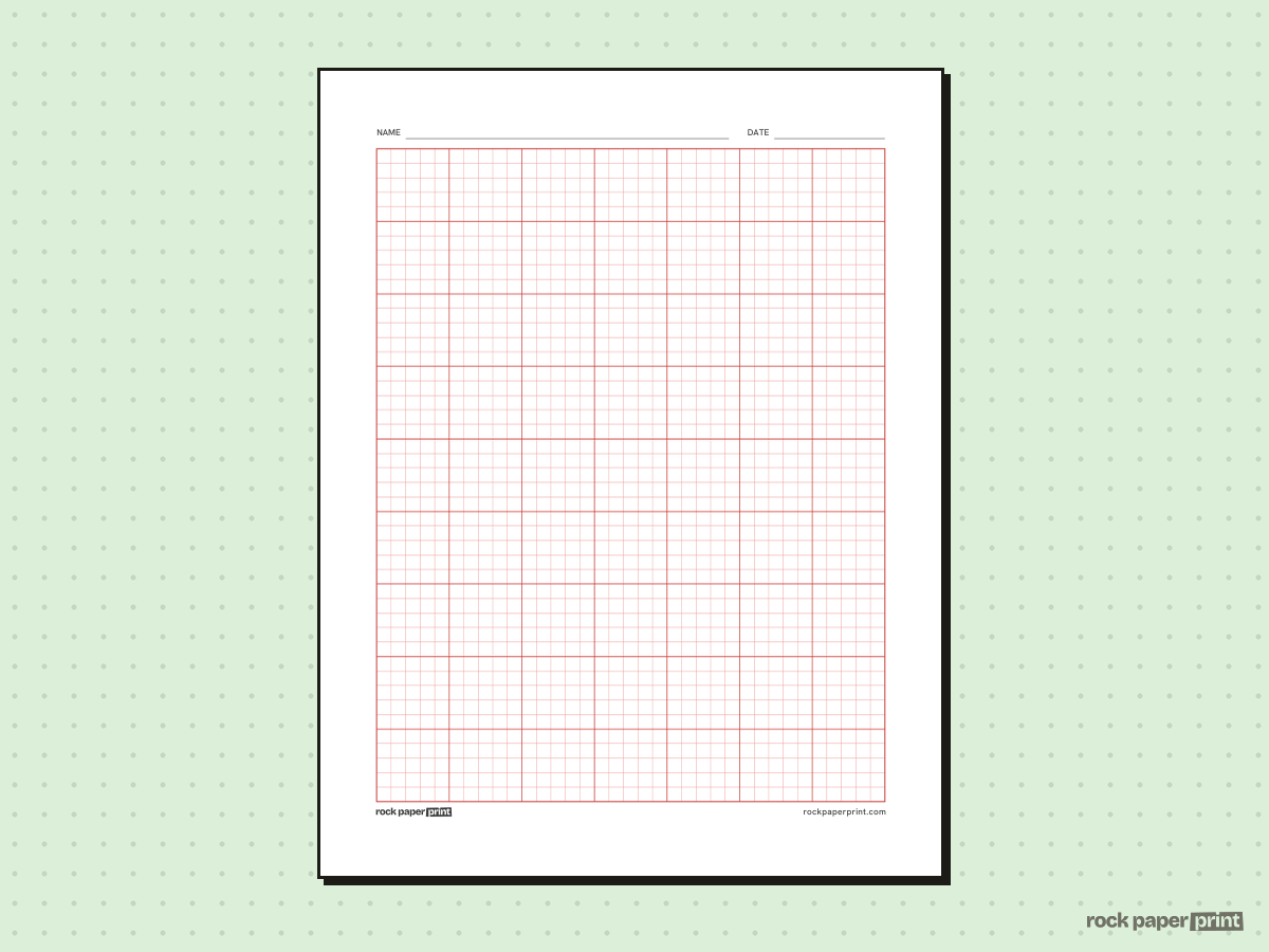 5 mm Graph Paper, red lines, printable PDF preview