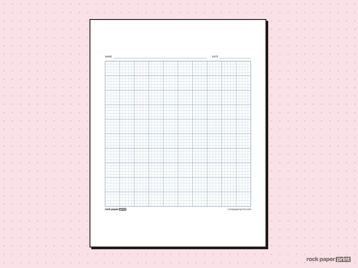 50x50 Grid, blue lines, printable PDF preview