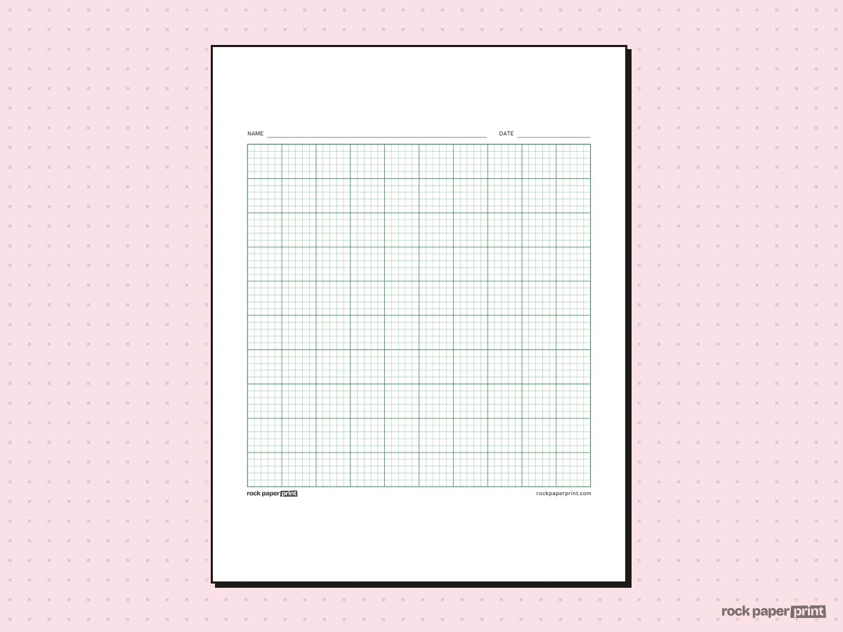 50x50 Grid, green lines, printable PDF preview