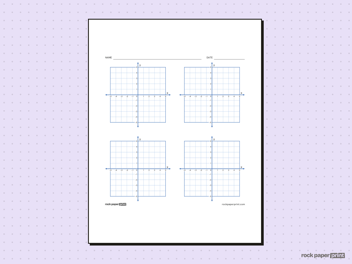 5x5 Coordinate Plane, blue lines, printable PDF preview