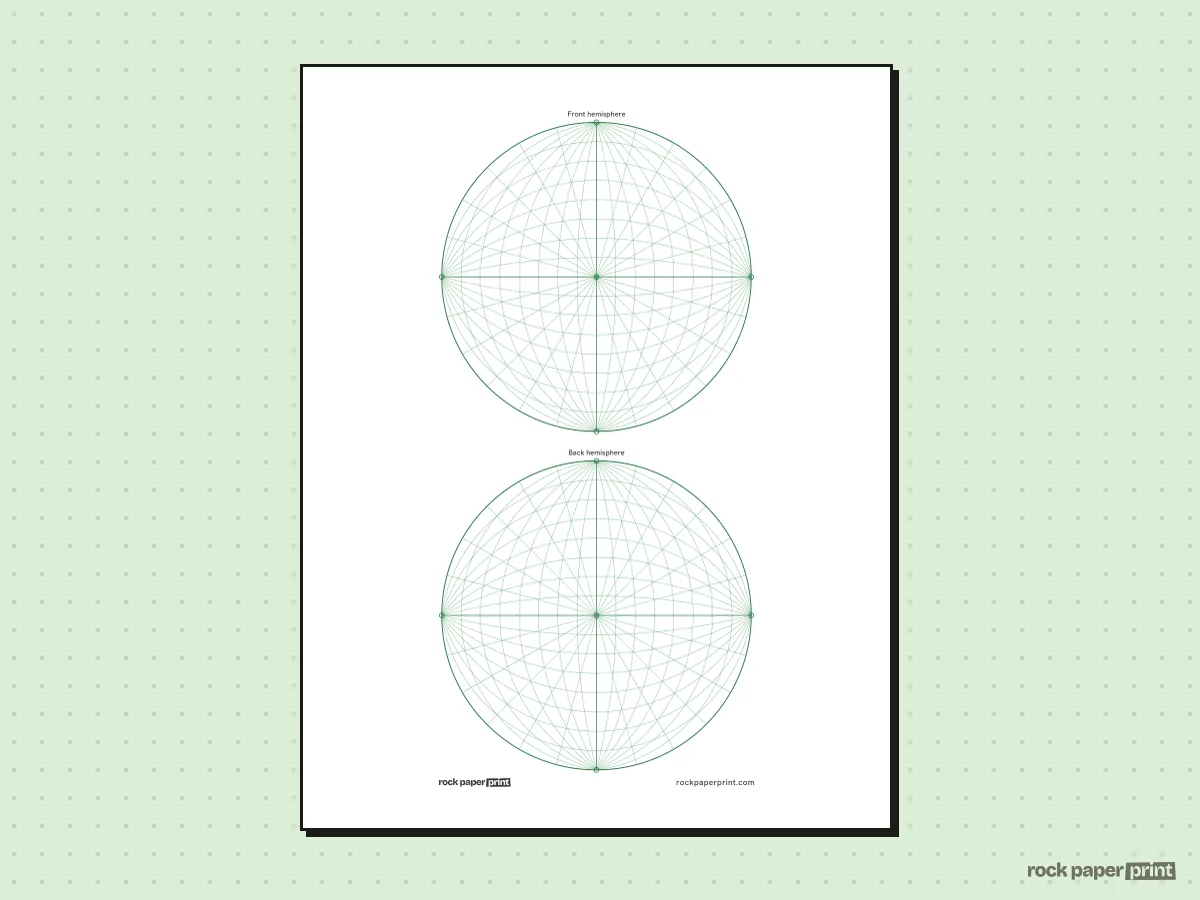 6-Point Perspective Grid, green lines, printable PDF preview