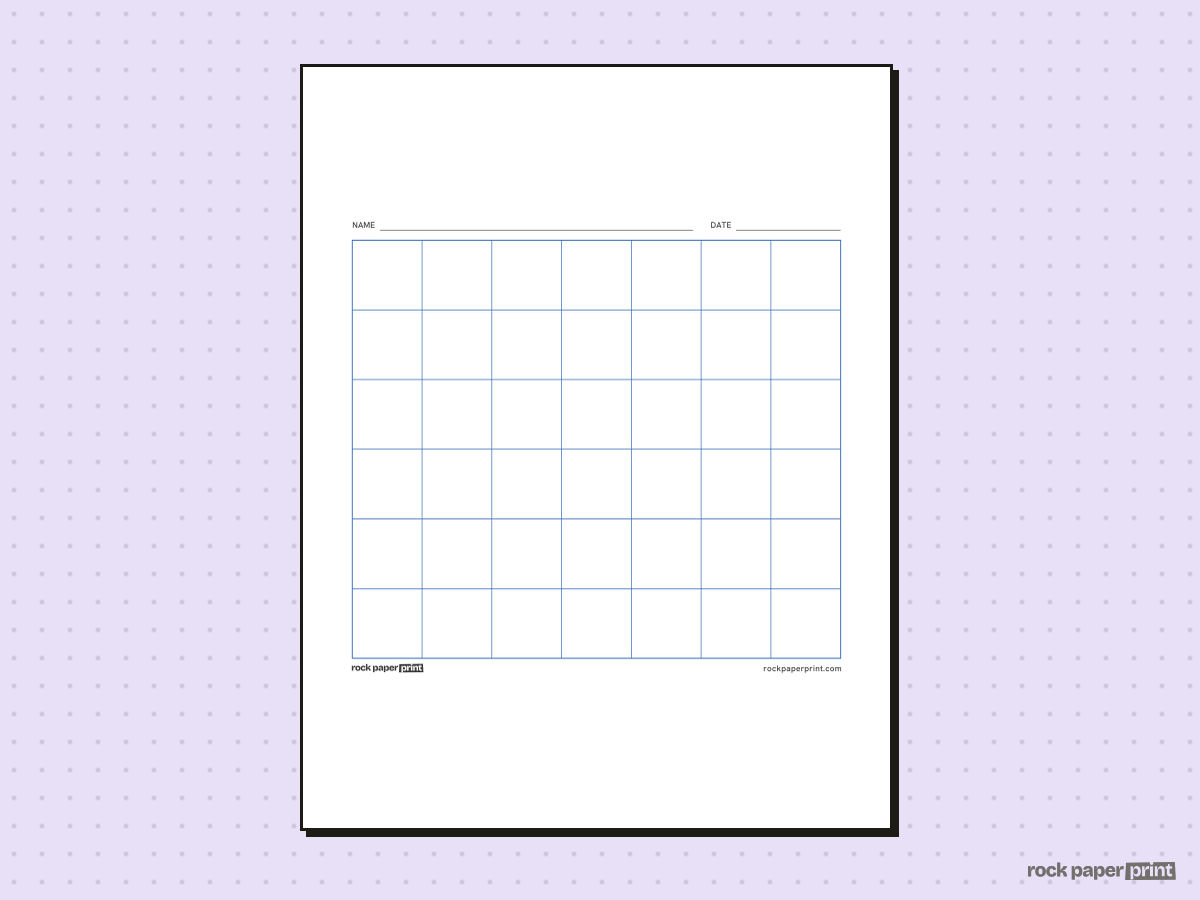 6x7 Grid, blue lines, printable PDF preview