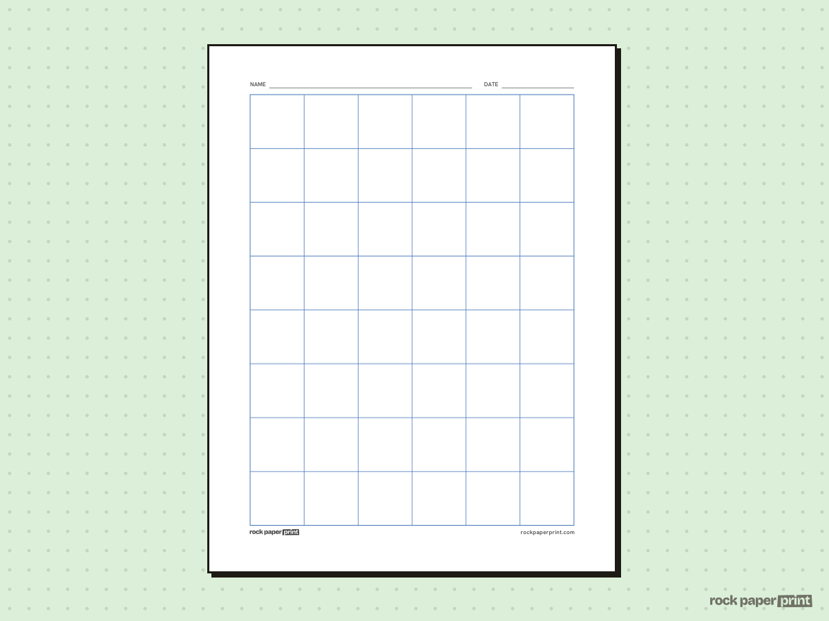6x8 Grid, blue lines, printable PDF preview