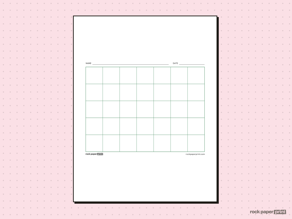 7x5 Grid, green lines, printable PDF preview