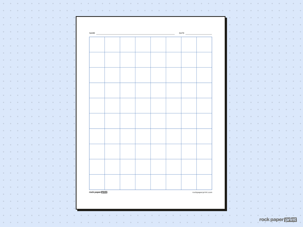8x10 Grid (10x8), blue lines, printable PDF preview