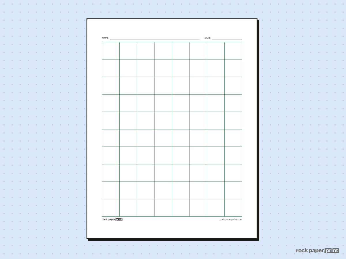 8x10 Grid (10x8), green lines, printable PDF preview