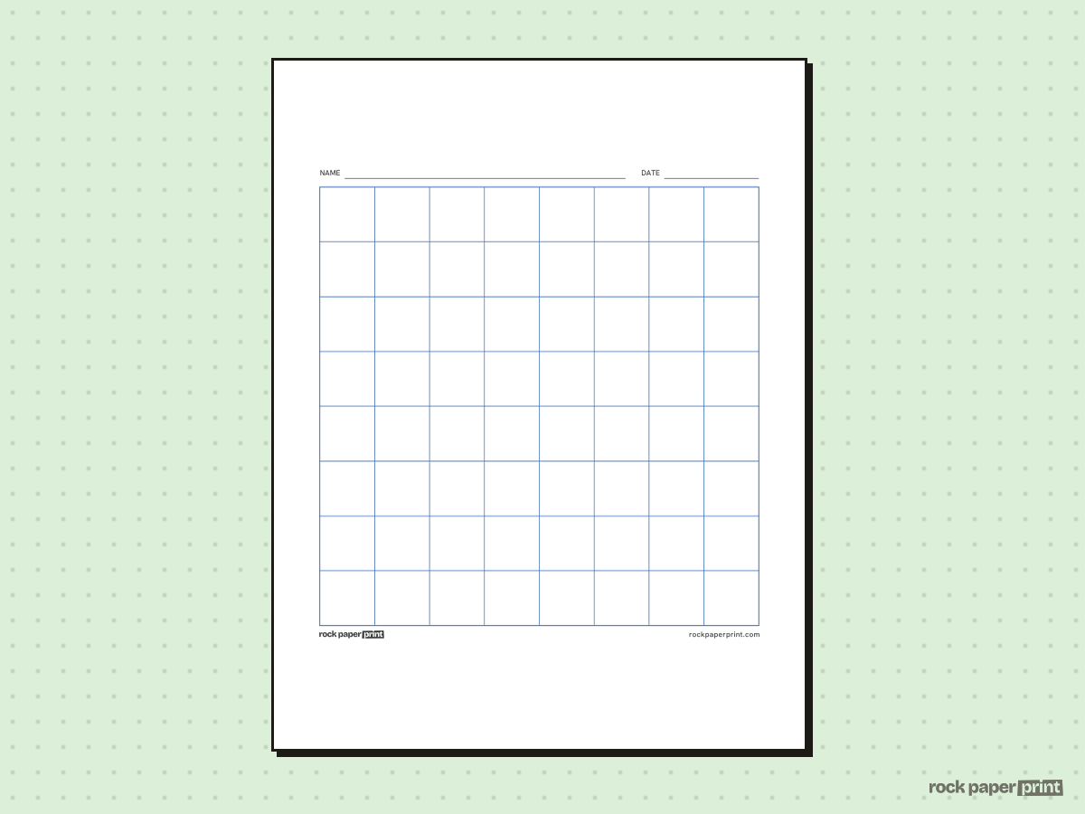 8x8 Grid, blue lines, printable PDF preview